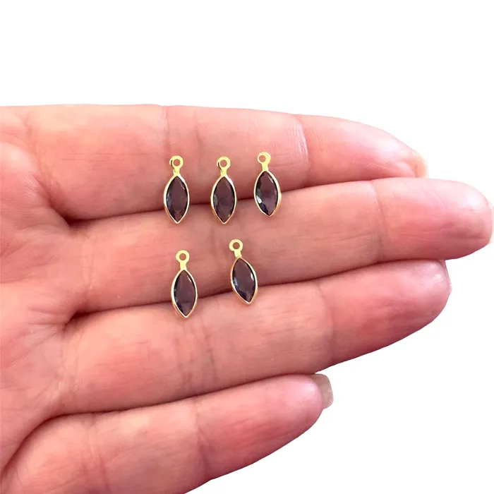 Earrings Peppy Beads 24Kt Gold Plated Amethyst Cubic Zirconia Drop Charms 5 pcs in a pack Earrings Peppy Beads 24Kt Gold Plated Amethyst Cubic Zirconia Drop Charms 5 pcs in a pack
