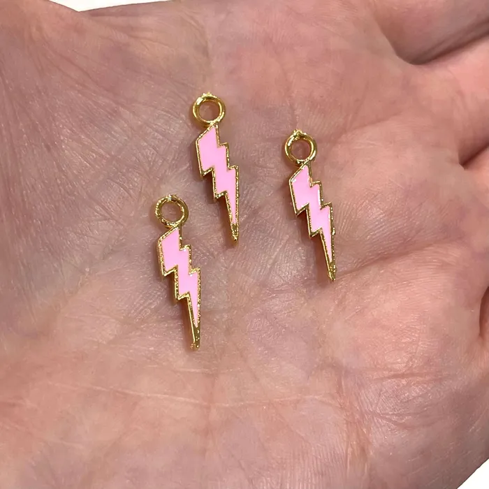 Earrings Peppy Beads 24Kt Gold Plated Brass Lightning Charms Gold Plated Enamelled Brass Lightning Charms 3 pcs in a pack