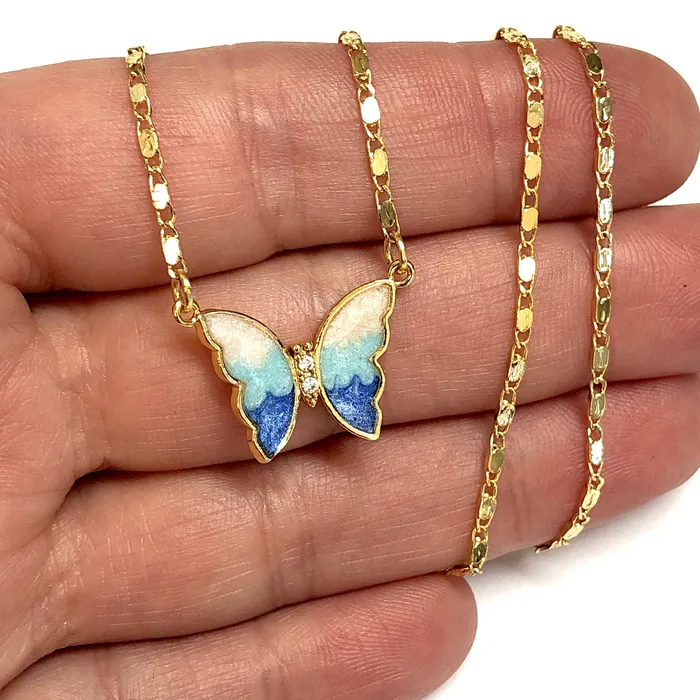 Earrings Peppy Beads 24Kt Gold Plated Enamelled Butterfly Connector Charm With Clear Cubic Zirconia Earrings Peppy Beads 24Kt Gold Plated Enamelled Butterfly Connector Charm With Clear Cubic Zirconia