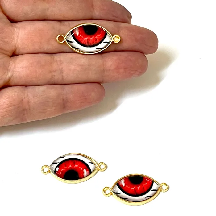 Earrings Peppy Beads 24Kt Gold Plated Eye Connector Charms 2 pcs in a pack
