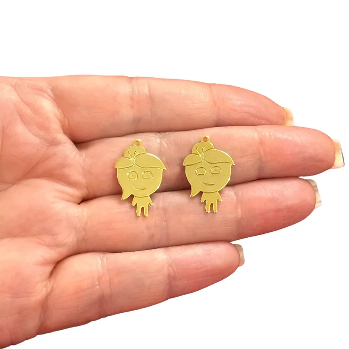 Earrings Peppy Beads 24Kt Gold Plated WaterGirl Charms2 pcs in a pack