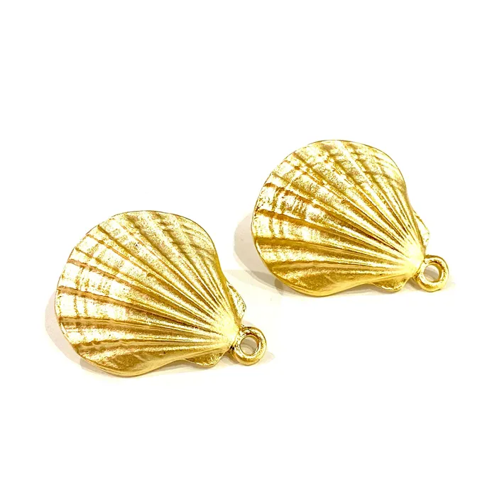 Earrings Peppy Beads 24Kt Matte Gold Plated Oyster Stud Earrings 2 pcs in a pack Earrings Peppy Beads 24Kt Matte Gold Plated Oyster Stud Earrings 2 pcs in a pack