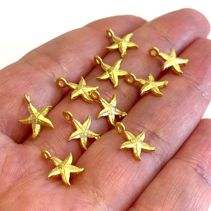 Earrings Peppy Beads 24Kt Matte Gold Plated Starfish Charms 10 pcs in pack