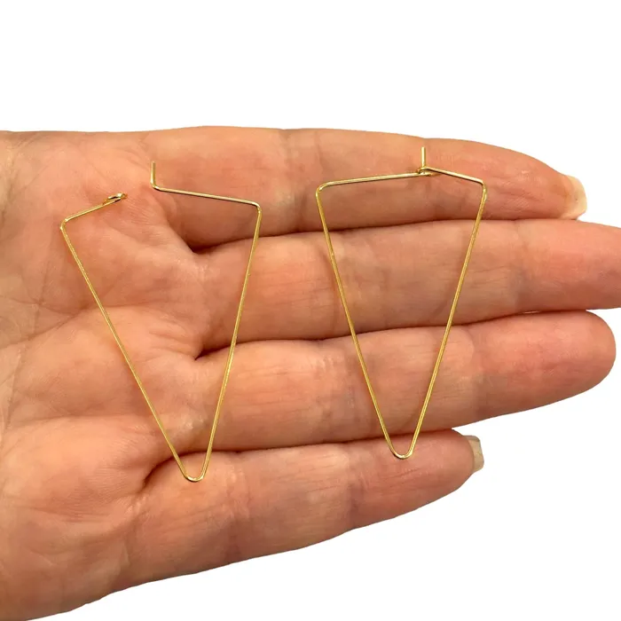 Earrings Peppy Beads 6 Pcs 24Kt Gold Plated Triangle Earring Hoops 44x24mm Earring Blanks Earrings Peppy Beads 6 Pcs 24Kt Gold Plated Triangle Earring Hoops 44x24mm Earring Blanks
