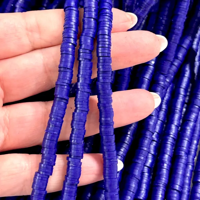 Earrings Peppy Beads Cobalt Heishi Beads Polymer clay 6x1MM Vinyl Beads