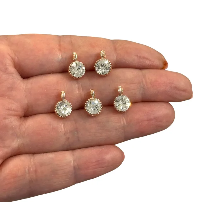 Earrings Peppy Beads Cubic Zirconia CZ Rose Gold Plated Charms 5 Pcs in a pack Earrings Peppy Beads Cubic Zirconia CZ Rose Gold Plated Charms 5 Pcs in a pack