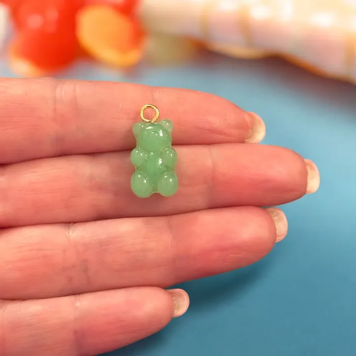 Earrings Peppy Beads Hand Made Murano Glass Jelly Bear Charm Murano Bear Pendant Gummy Bear Earring Charm