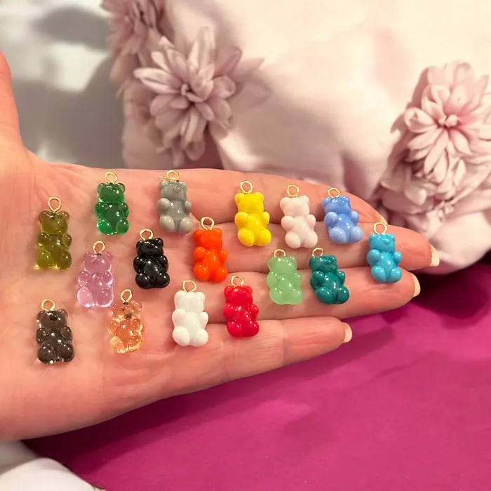 Earrings Peppy Beads Hand Made Murano Glass Jelly Bear Charm Murano Bear Pendant Gummy Bear Earring Charm