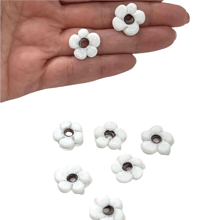 Earrings Peppy Beads Hand Made Murano Glass Large Hole White Flower Beads 50 Beads in a pack Earrings Peppy Beads Hand Made Murano Glass Large Hole White Flower Beads 50 Beads in a pack