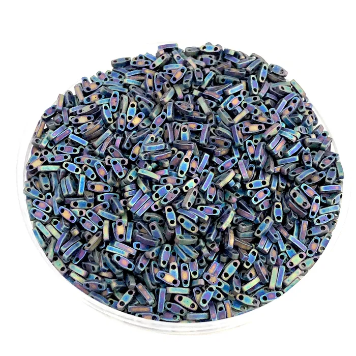 Earrings Peppy Beads Miyuki Quarter Tila Beads 0401FR Matted Multi Iris Earrings Peppy Beads Miyuki Quarter Tila Beads 0401FR Matted Multi Iris