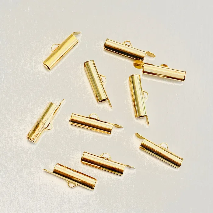 Earrings Peppy Beads Miyuki Slide End Tubes 15mm Gold Plated 10 Tubes in a pack Earrings Peppy Beads Miyuki Slide End Tubes 15mm Gold Plated 10 Tubes in a pack
