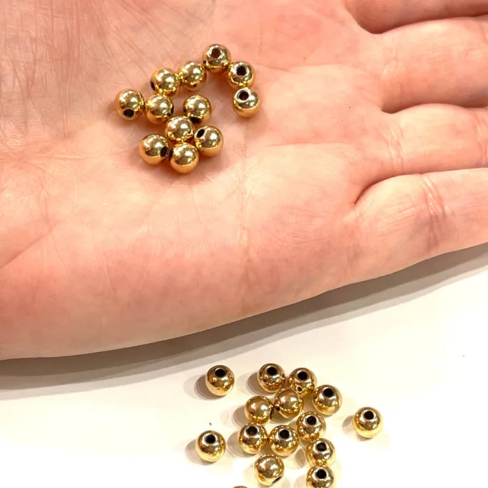 Earrings Peppy Beads NEW 24Kt Shiny Gold Plated 6mm Spacer Balls 25 pieces in a pack Earrings Peppy Beads NEW 24Kt Shiny Gold Plated 6mm Spacer Balls 25 pieces in a pack