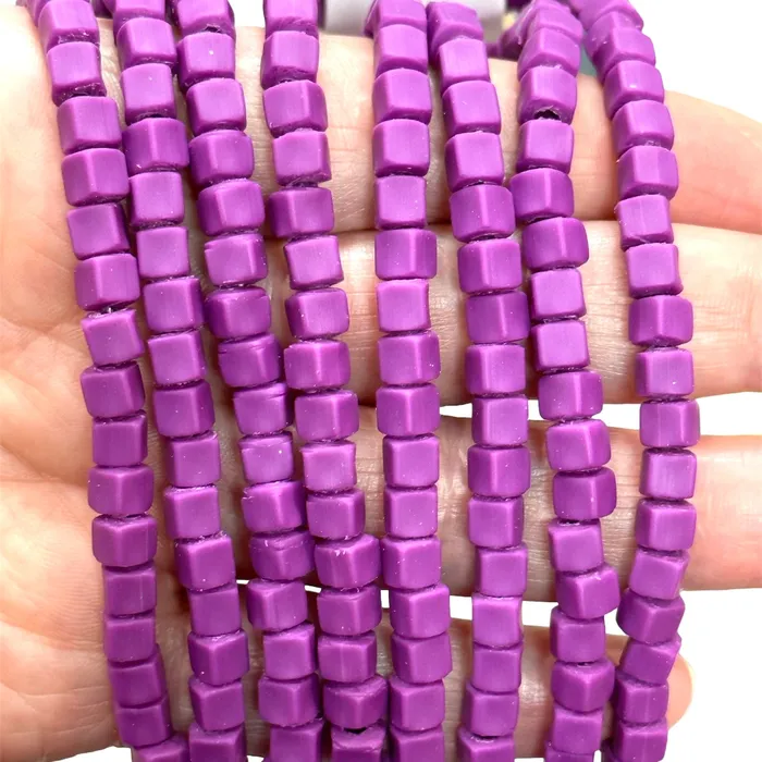 Earrings Peppy Beads Purple Polymer Clay Cube 4mm Beads 4mm Polymer Clay Spacers Earrings Peppy Beads Purple Polymer Clay Cube 4mm Beads 4mm Polymer Clay Spacers