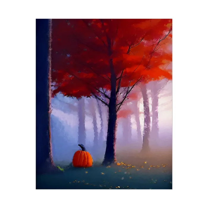 Earrings Portraits by NC Art Print Pumpkin in Forest