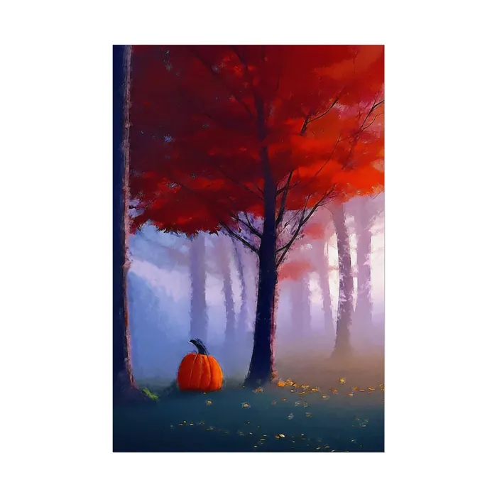 Earrings Portraits by NC Art Print Pumpkin in Forest