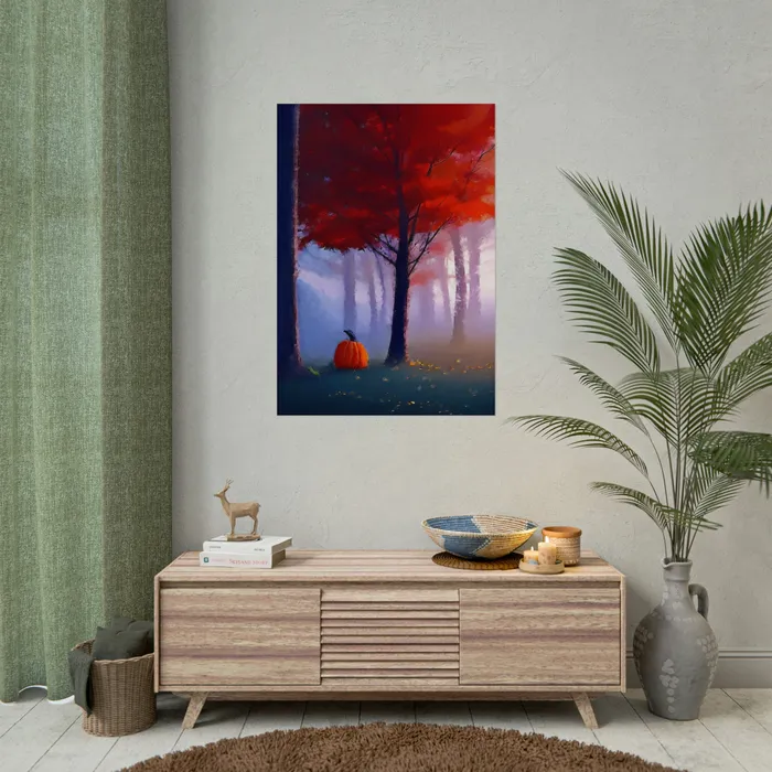 Earrings Portraits by NC Art Print Pumpkin in Forest