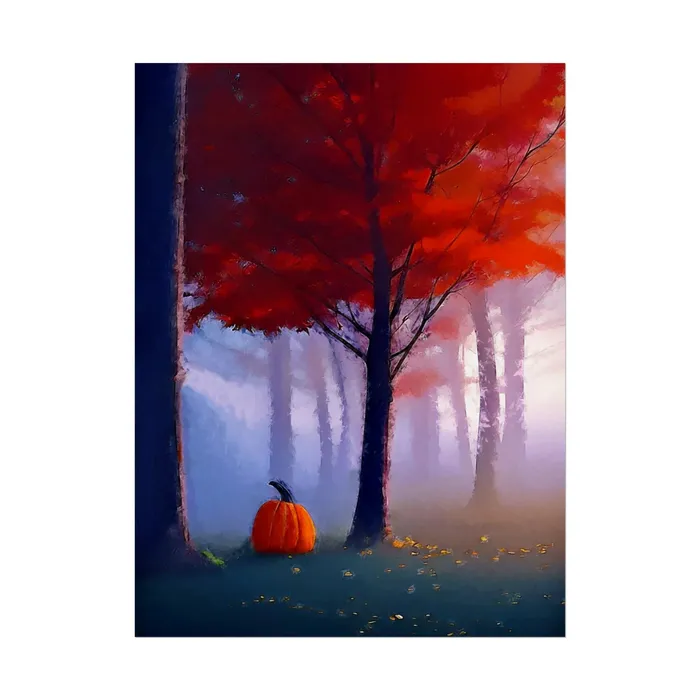 Earrings Portraits by NC Art Print Pumpkin in Forest