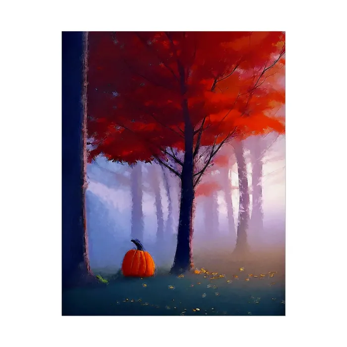 Earrings Portraits by NC Art Print Pumpkin in Forest