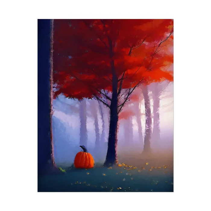 Earrings Portraits by NC Art Print Pumpkin in Forest