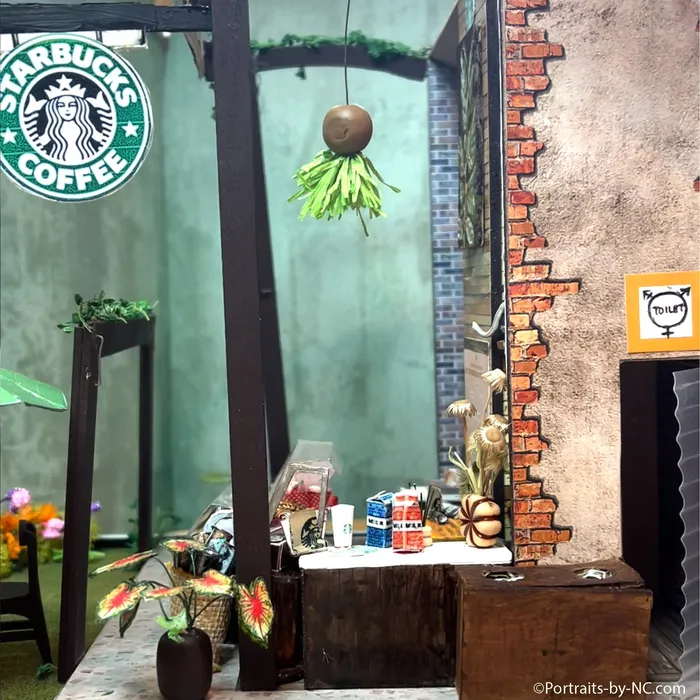 Earrings Portraits by NC Starbucks Coffee Shop Miniature Diorama