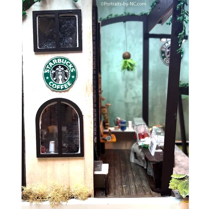 Earrings Portraits by NC Starbucks Coffee Shop Miniature Diorama
