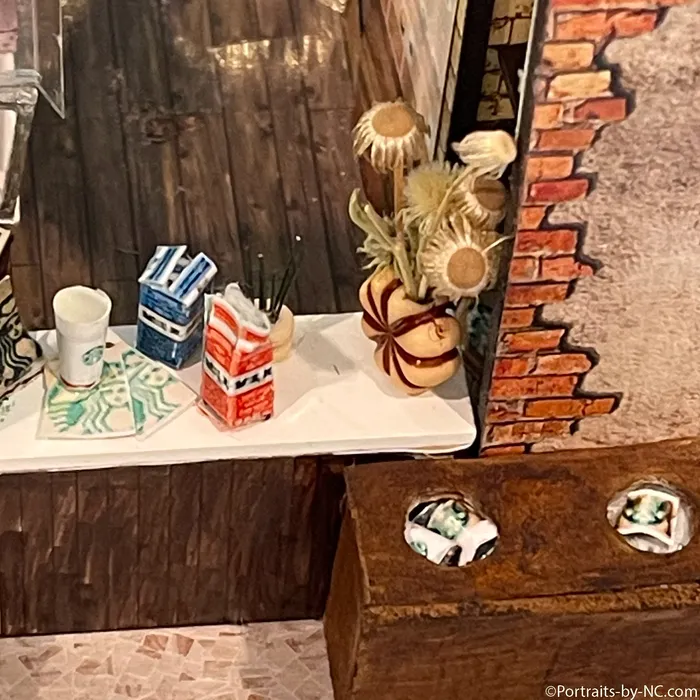 Earrings Portraits by NC Starbucks Coffee Shop Miniature Diorama