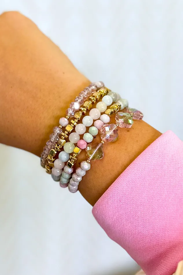 Earrings Set of Five Natural Stone Beaded Stretch Bracelets ft Faceted Glass Crystal Clovers Judson Earrings Set of Five Natural Stone Beaded Stretch Bracelets ft Faceted Glass Crystal Clovers Judson