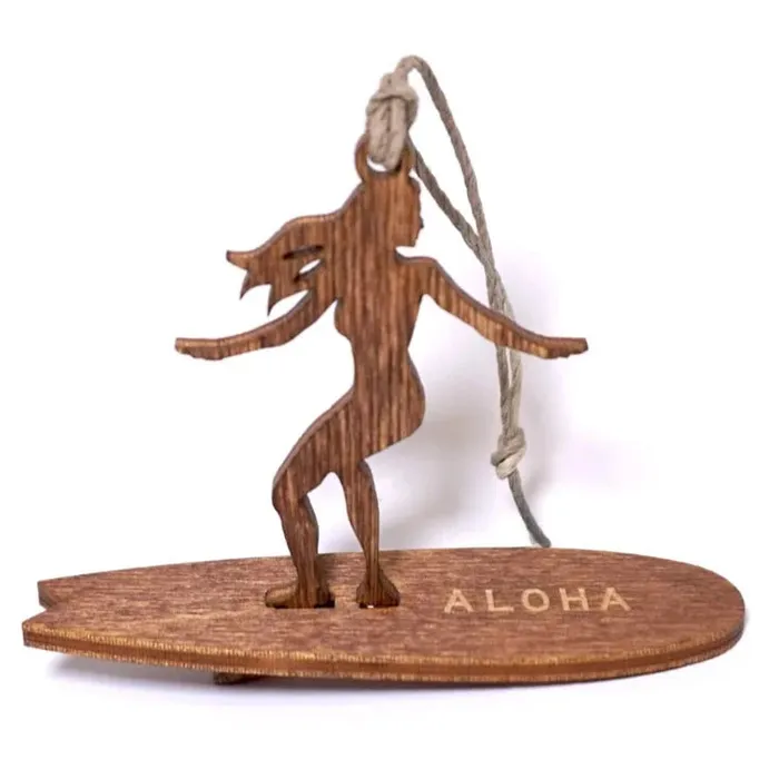 Earrings SHOPTOAST Surfer Girl Birch Wood Holiday Ornament