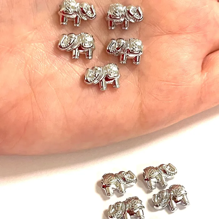 Earrings Silver Plated Elephant Spacers 5 Pcs in a Pack Peppy Beads