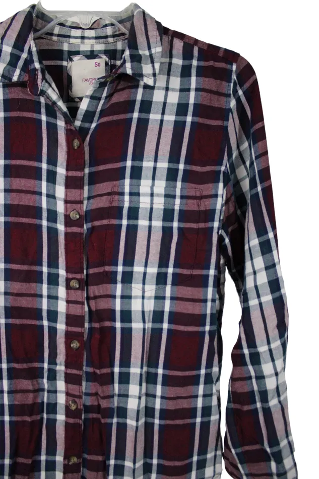 Earrings SO SO Maroon Plaid Favorite Shirt M