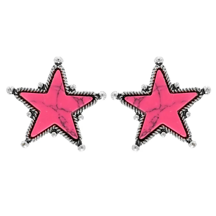 Earrings Something Special LA WESTERN NAVAJO PINK STAR EARRINGS