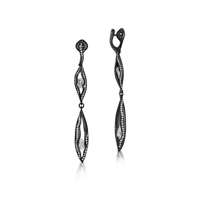 Earrings Stephen Silver Fine Jewelry 406 Carat Diamond and Titanium Dangle Earrings