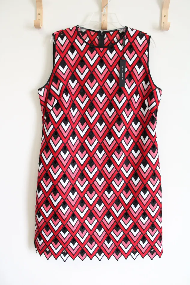 Earrings Tahari NEW Ellie Tahari Red Pink Embroidered Dress 16
