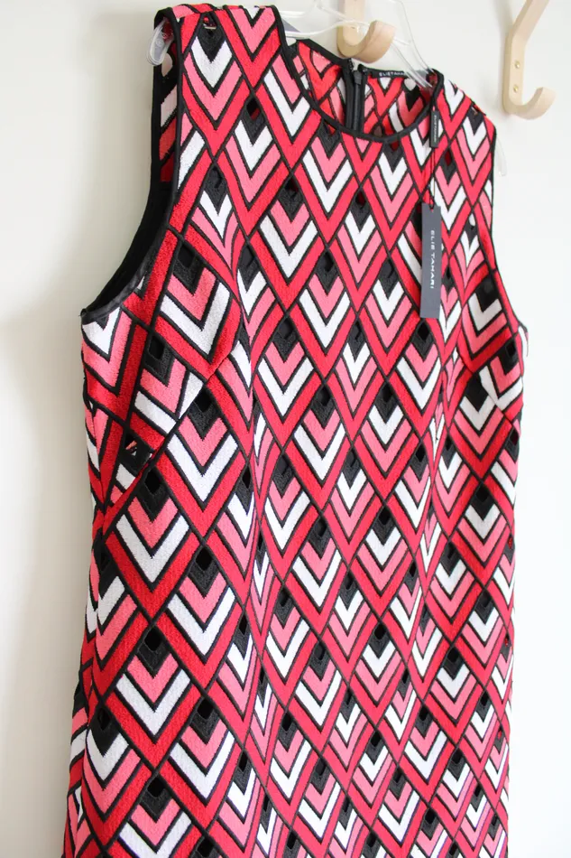 Earrings Tahari NEW Ellie Tahari Red Pink Embroidered Dress 16