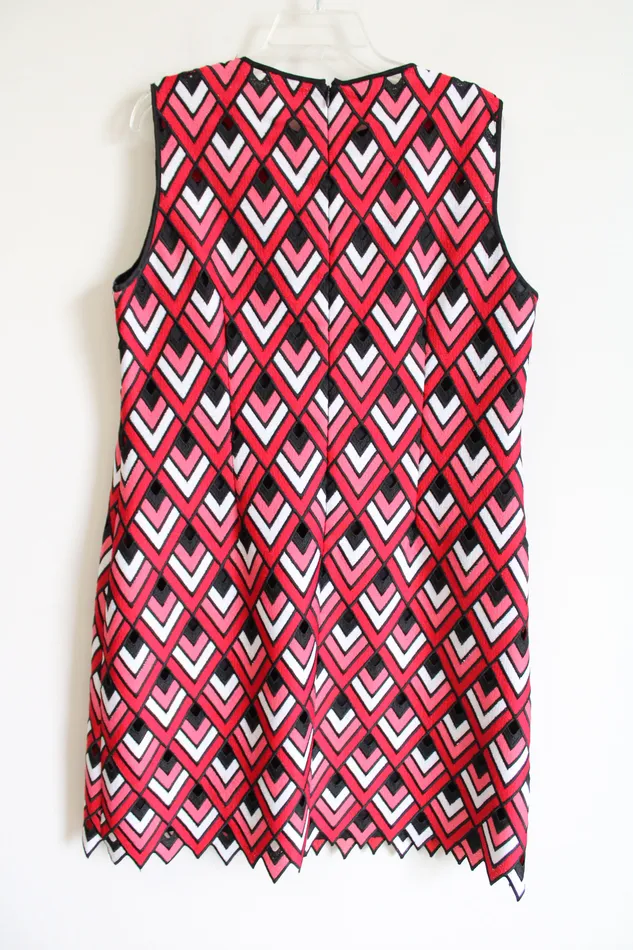 Earrings Tahari NEW Ellie Tahari Red Pink Embroidered Dress 16
