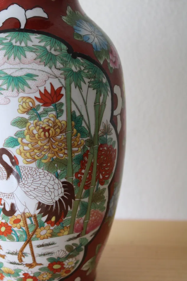 Earrings Vintage Painted Asian Scene Vase Jubilee Thrift