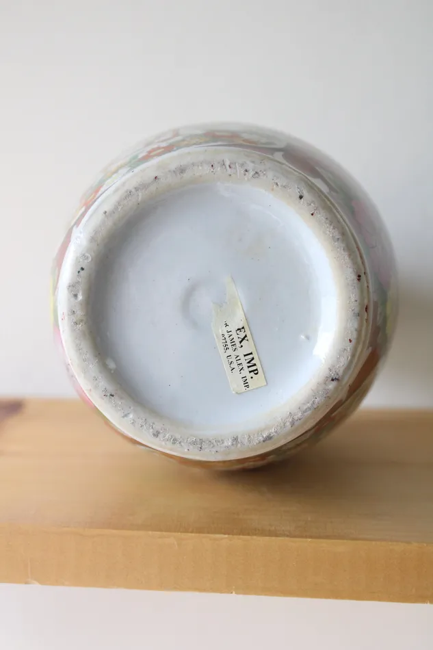 Earrings Vintage Painted Asian Scene Vase Jubilee Thrift