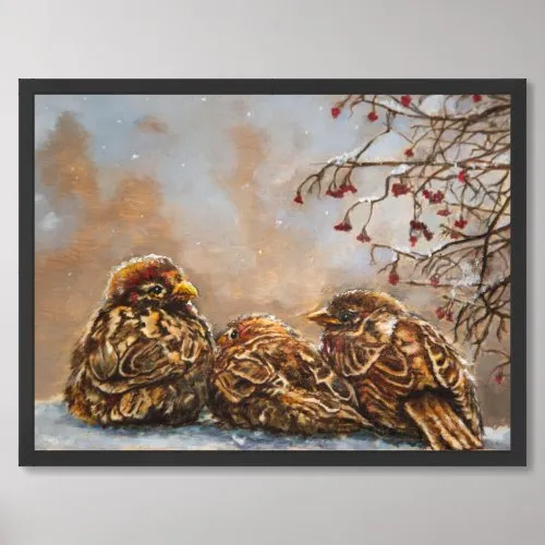 Earrings ZAZZLE Sparrows Keeping Company Poster Print 11x14 in