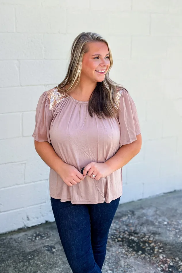 Earthy Edge Sequin Top Taupe GiGio Earrings