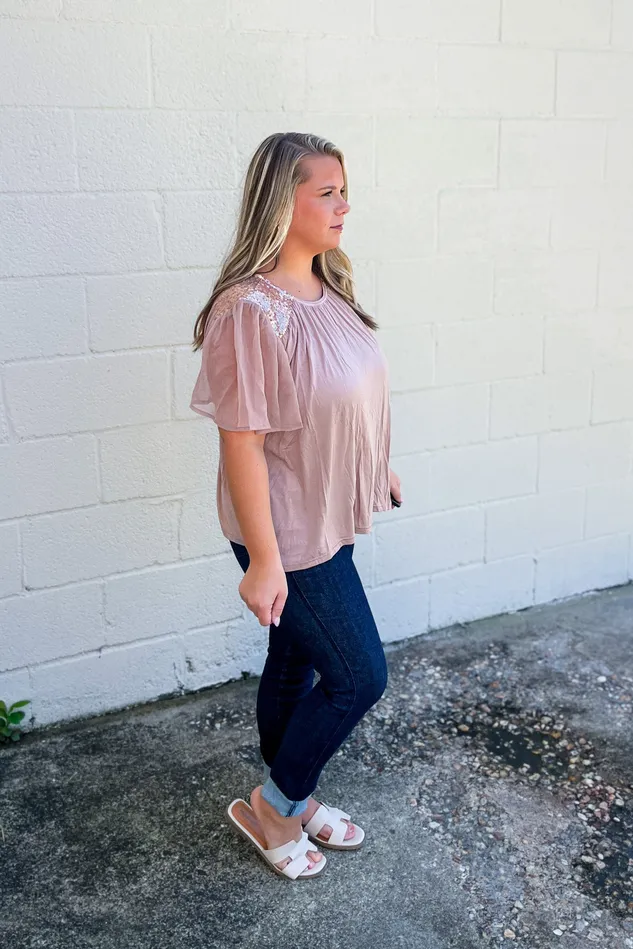 Earthy Edge Sequin Top Taupe GiGio Earrings