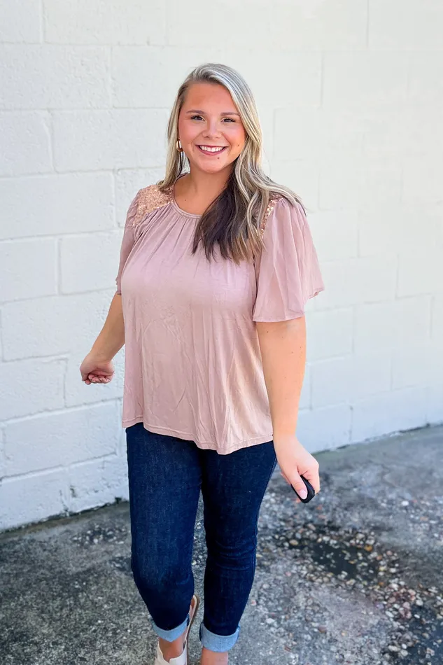 Earthy Edge Sequin Top Taupe GiGio Earrings