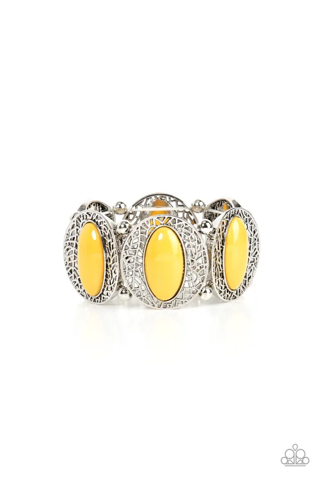Eastern Escapade Yellow Paparazzi Accessories Earrings