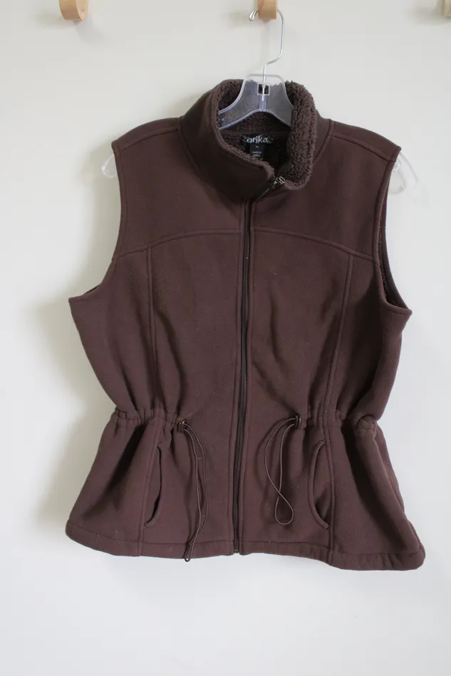 Erika Brown Fleece Vest Petite L Erika Earrings