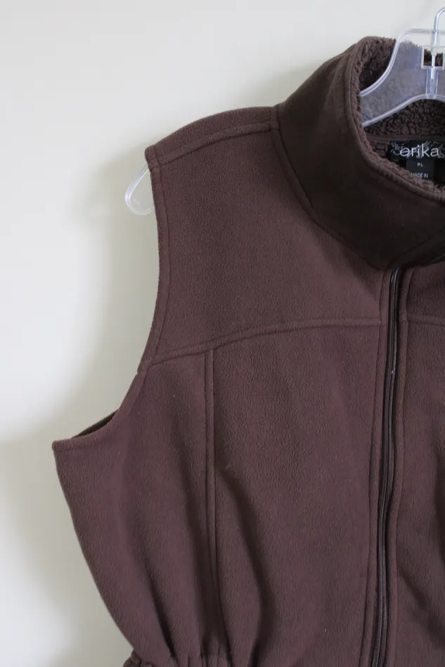 Erika Brown Fleece Vest Petite L Erika Earrings