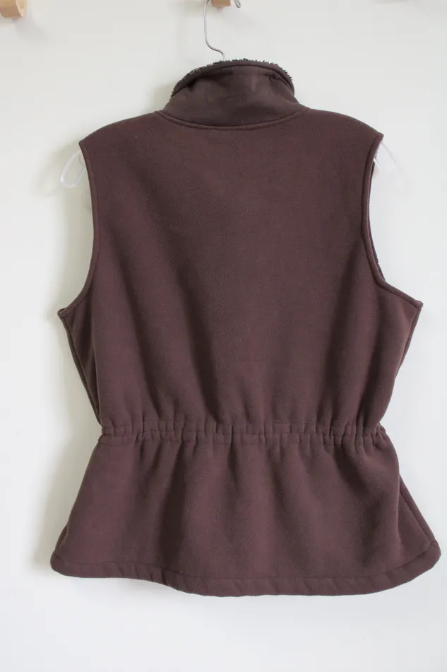 Erika Brown Fleece Vest Petite L Erika Earrings