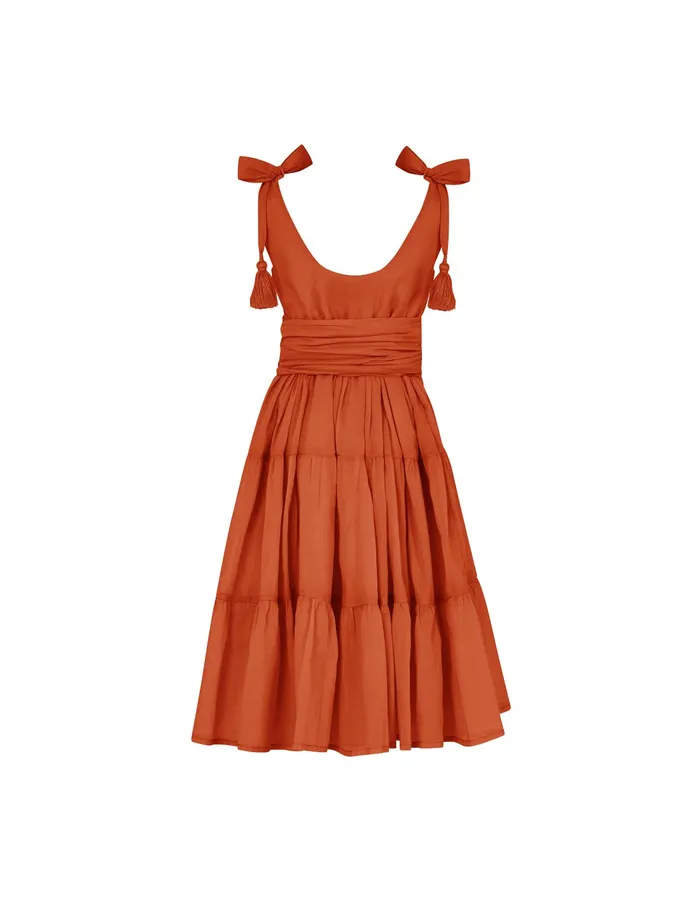 Erika Pea Necklaces Carmencita Tassel Straps Tie Tiered Singlet Little Girl Dress Erika Pea Necklaces Carmencita Tassel Straps Tie Tiered Singlet Little Girl Dress