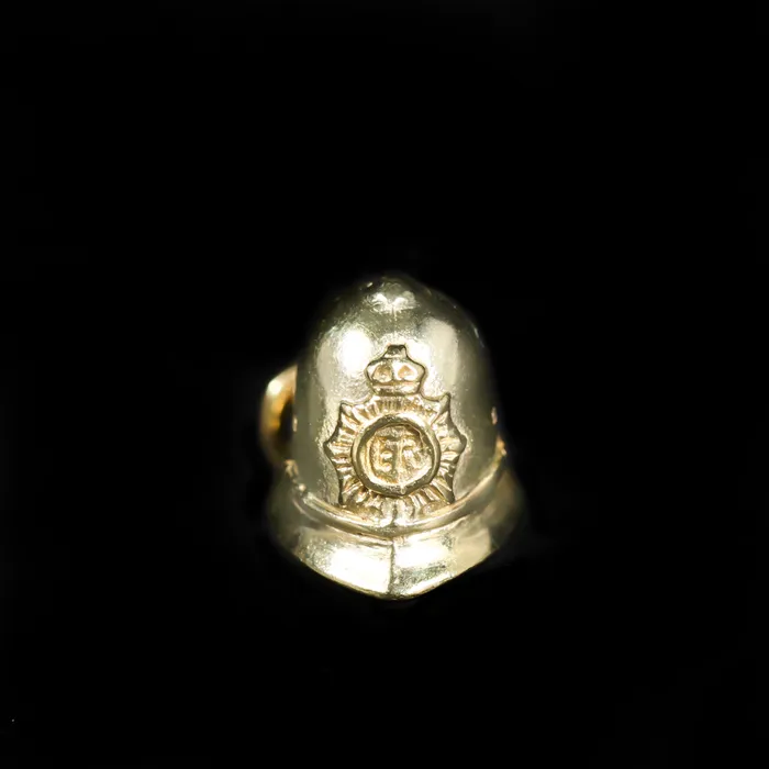 Estate 14K Yellow Gold British Royal Police Helmet Charm OTC Charm Necklaces