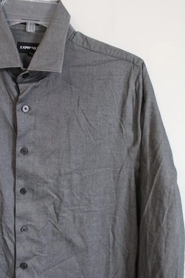 Express 1MX Extra Slim Gray Long Sleeved Button Down Shirt M 15155 Express Earrings