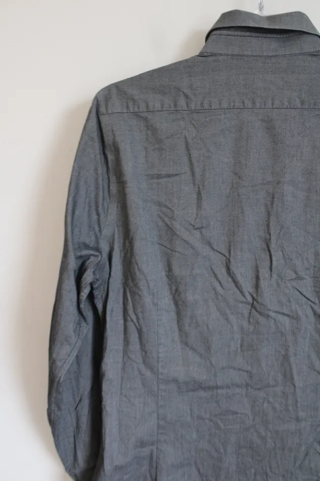 Express 1MX Extra Slim Gray Long Sleeved Button Down Shirt M 15155 Express Earrings