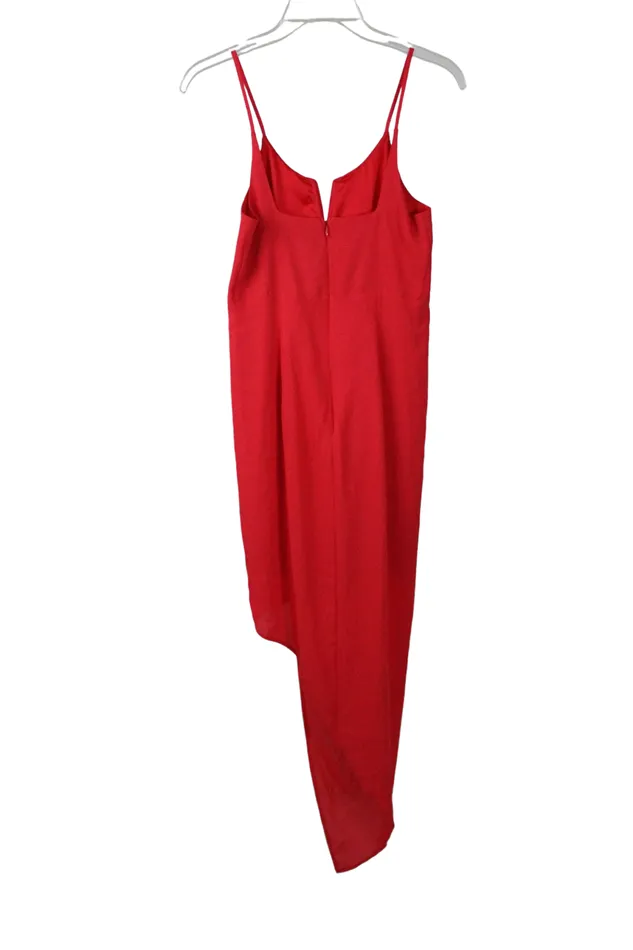 Express Coral Red Chiffon Asymmetrical Dress 4 Express Earrings